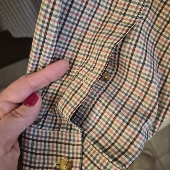 Orvis Men's Blue and Red Plaid Dress Shirt - Picture 7 of 8